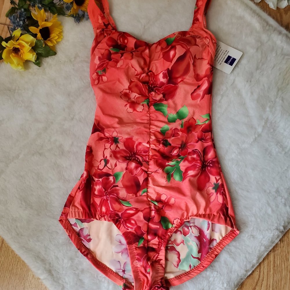 NWT LE COVE TROPICAL FLORAL ONE PIECE SWIMSUIT